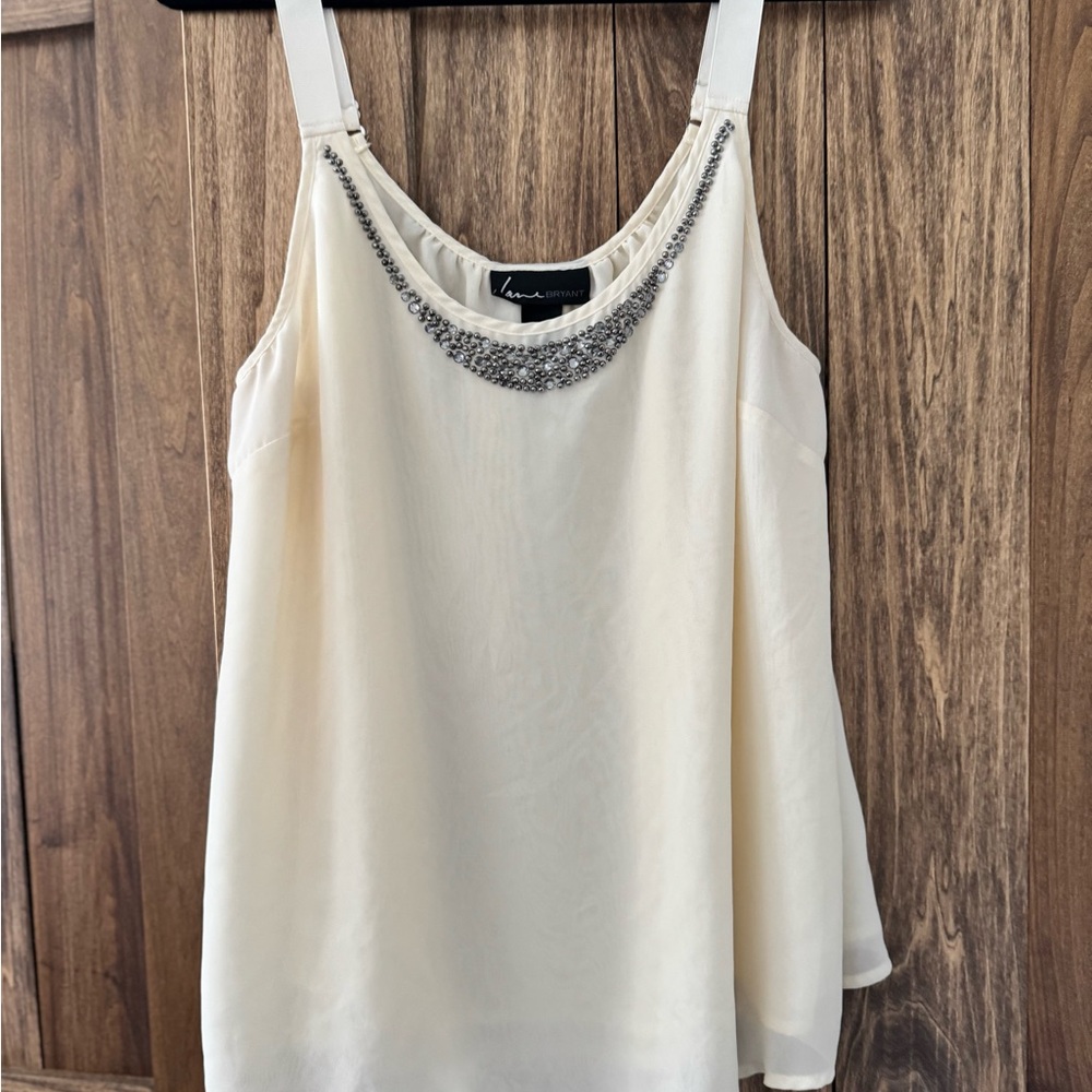 Lane Bryant Cream Beaded Scoop Neck Sleeveless Camisole